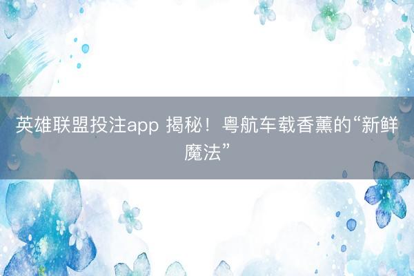 英雄联盟投注app 揭秘！粤航车载香薰的“新鲜魔法”