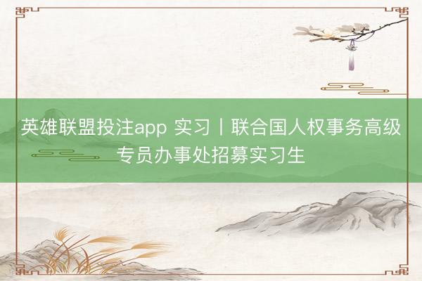 英雄联盟投注app 实习丨联合国人权事务高级专员办事处招募实习生