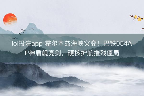 lol投注app 霍尔木兹海峡突变！巴铁054AP神盾舰亮剑，硬核护航摧残僵局