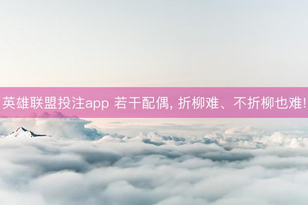 英雄联盟投注app 若干配偶， 折柳难、不折柳也难!