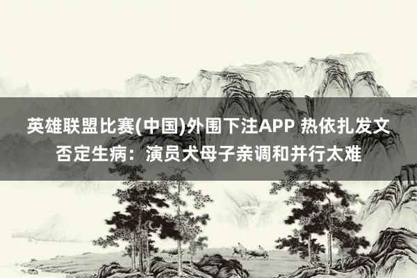 英雄联盟比赛(中国)外围下注APP 热依扎发文否定生病：演员犬母子亲调和并行太难