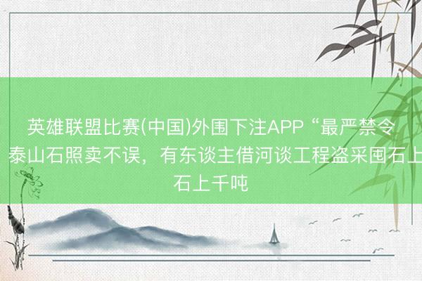 英雄联盟比赛(中国)外围下注APP “最严禁令”下，泰山石照卖不误，有东谈主借河谈工程盗采囤石上千吨