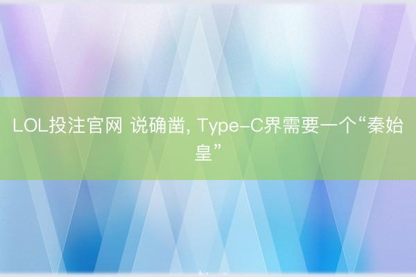 LOL投注官网 说确凿， Type-C界需要一个“秦始皇”