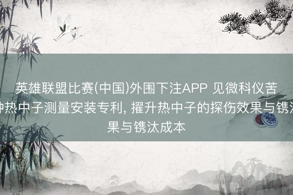 英雄联盟比赛(中国)外围下注APP 见微科仪苦求一种热中子测量安装专利， 擢升热中子的探伤效果与镌汰成本