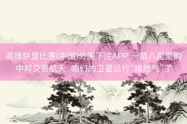 英雄联盟比赛(中国)外围下注APP 一箭八星里的中邦交易航天: 咱们的卫星运行“接地气”了