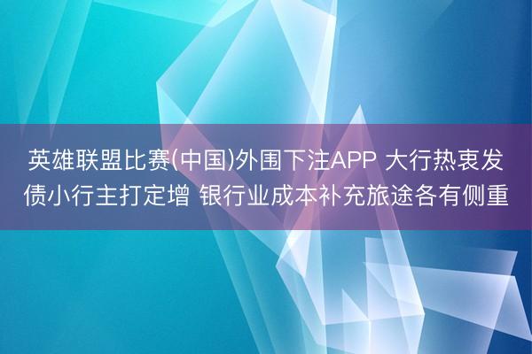 英雄联盟比赛(中国)外围下注APP 大行热衷发债小行主打定增 银行业成本补充旅途各有侧重