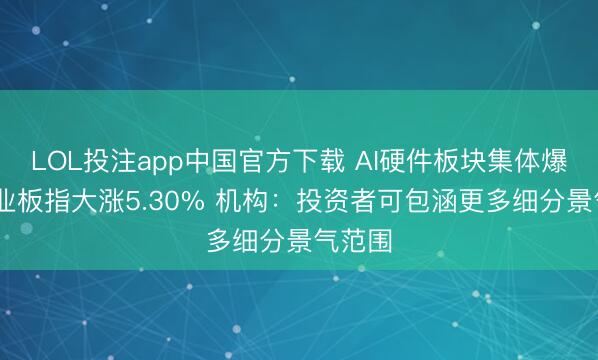 LOL投注app中国官方下载 AI硬件板块集体爆发 创业板指大涨5.30% 机构：投资者可包涵更多细分景气范围
