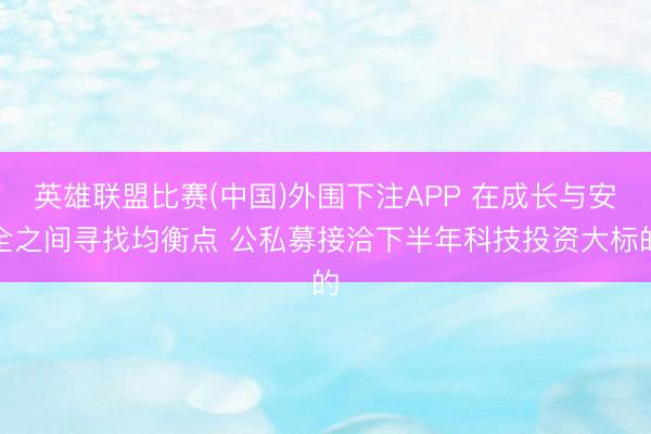 英雄联盟比赛(中国)外围下注APP 在成长与安全之间寻找均衡点 公私募接洽下半年科技投资大标的