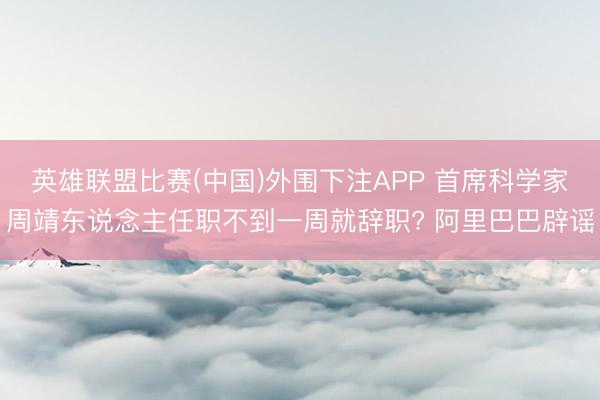 英雄联盟比赛(中国)外围下注APP 首席科学家周靖东说念主任职不到一周就辞职? 阿里巴巴辟谣